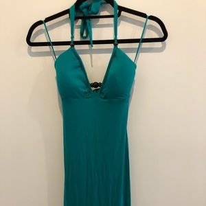 Guess sexy open back teal maxi dress